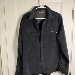 HI-TEC Corduroy Long Sleeve Button Up Black Men's Medium Shirt Y2K Style‎